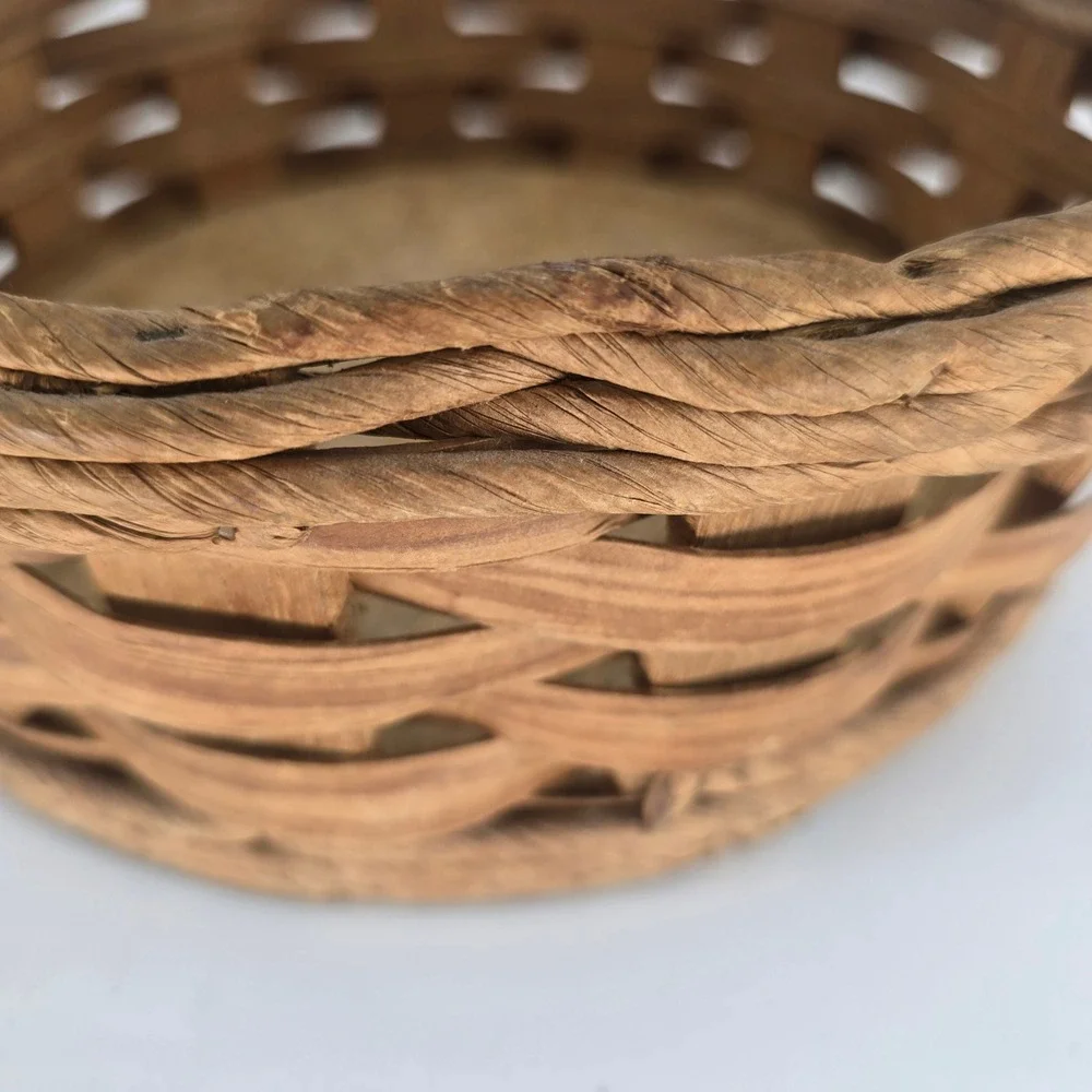 Vintage Pyrex Woven Wood Casserole Basket Round Trivet Holder Brown 9.5 Inch